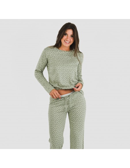 Pigiama lungo cotone Naty verde pijama-largo-algodon