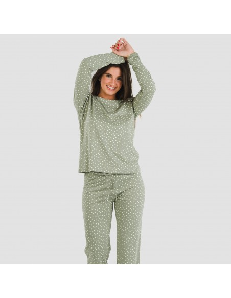 Pigiama lungo cotone Naty verde pijama-largo-algodon