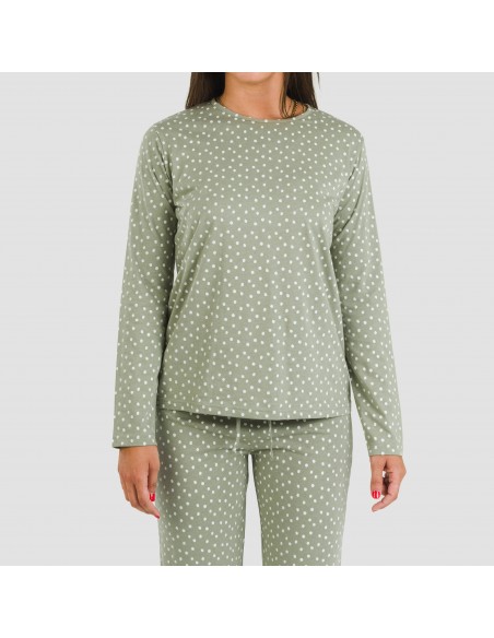 Pigiama lungo cotone Naty verde pijama-largo-algodon