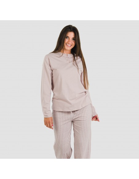 Pigiama lungo cotone Raya Beatrice malva pijama-largo-algodon