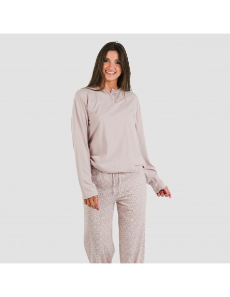 Pigiama lungo cotone Madrigal rosa chiaro pijama-largo-algodon