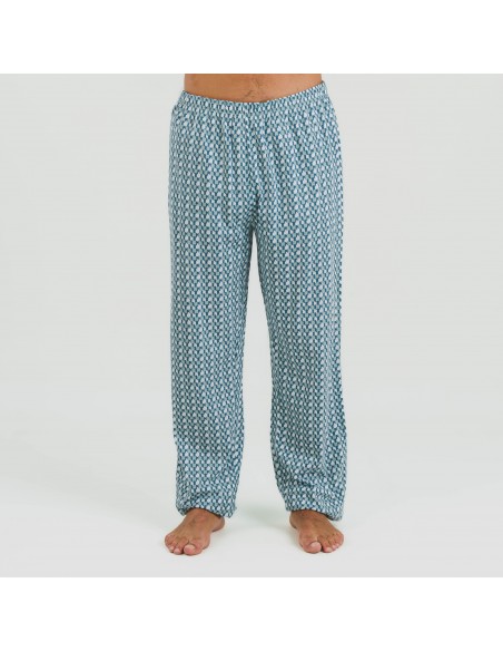 Pigiama lungo uomo cotone Draft blu indaco pijama-algodon