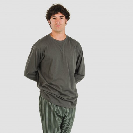 Pigiama lungo uomo cotone Raya Derek verde scuro pijama-algodon