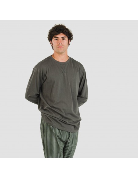 Pigiama lungo uomo cotone Raya Derek verde scuro pijama-algodon