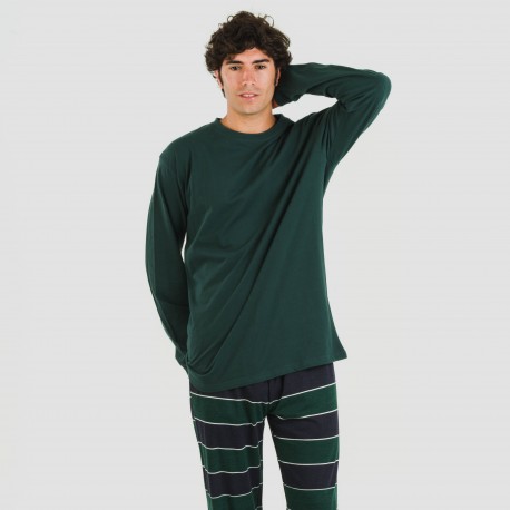 Pigiama lungo uomo cotone Lorenzo verde pijama-algodon