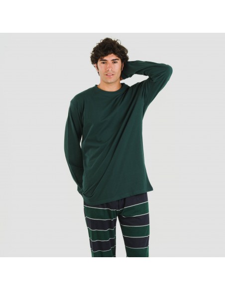 Pigiama lungo uomo cotone Lorenzo verde pijama-algodon