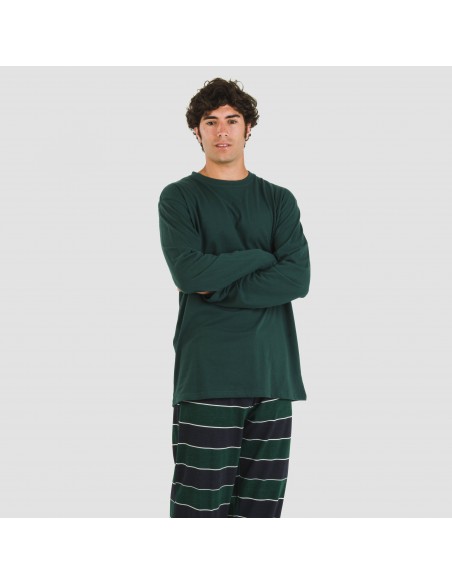 Pigiama lungo uomo cotone Lorenzo verde pijama-algodon