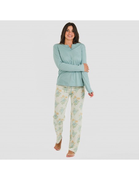 Pigiama lungo cotone Lete indaco pijama-largo-algodon