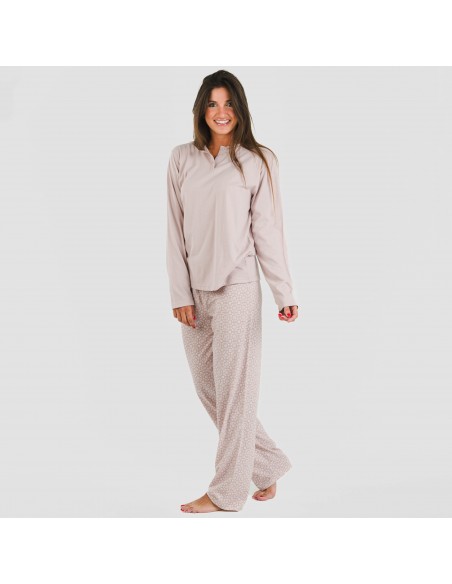 Pigiama lungo cotone Madrigal rosa chiaro pijama-largo-algodon