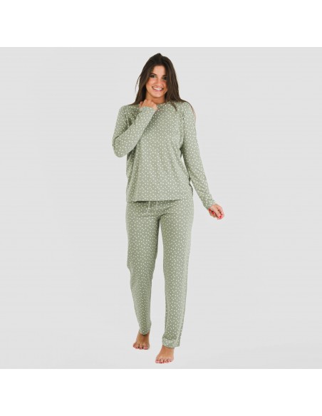 Pigiama lungo cotone Naty verde pijama-largo-algodon