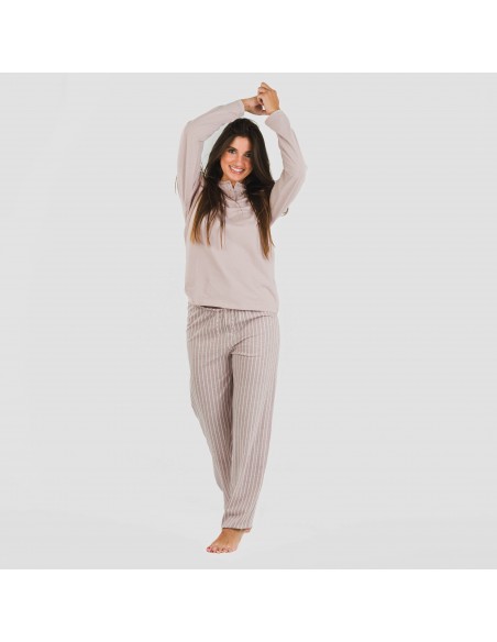 Pigiama lungo cotone Raya Beatrice malva pijama-largo-algodon