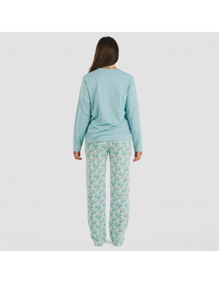 Pigiama lungo cotone Martinuca blu acqua pijama-largo-algodon