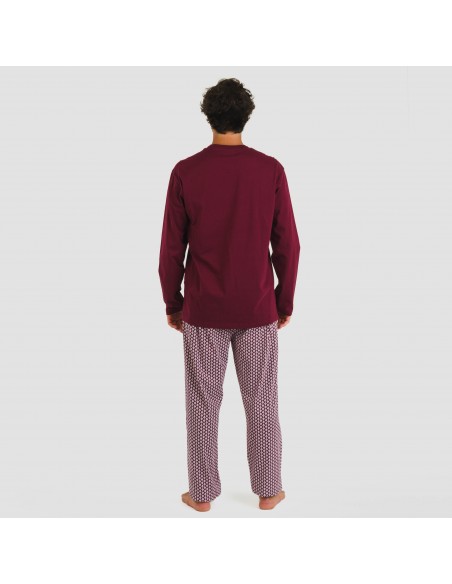 Pigiama lungo uomo cotone Sassy bordeaux pijama-algodon