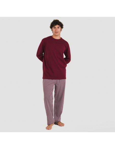 Pigiama lungo uomo cotone Sassy bordeaux pijama-algodon