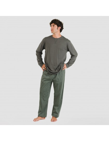 Pigiama lungo uomo cotone Raya Derek verde scuro pijama-algodon