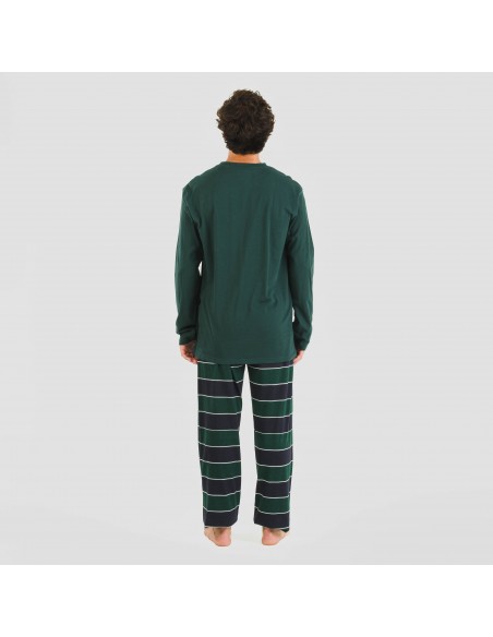 Pigiama lungo uomo cotone Lorenzo verde pijama-algodon