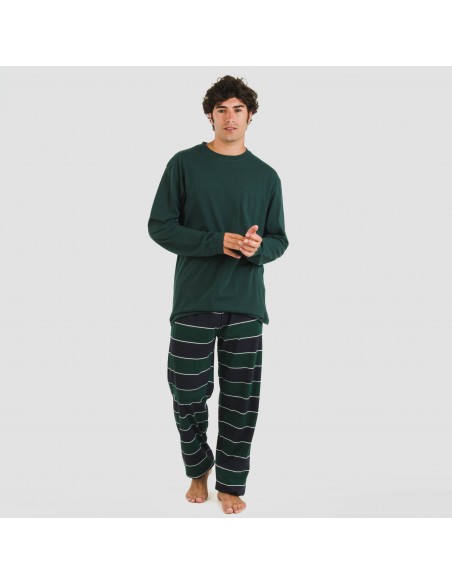 Pigiama lungo uomo cotone Lorenzo verde pijama-algodon