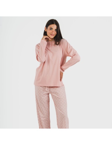 Pigiama lungo cotone Checo rosa pigiami-lunghi-donna