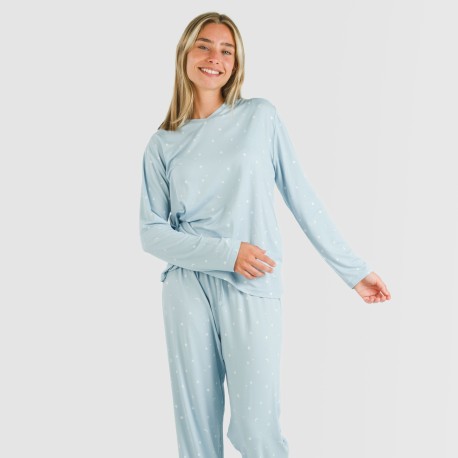 Pigiama lungo soft Ambarina celeste pigiami-lunghi-donna