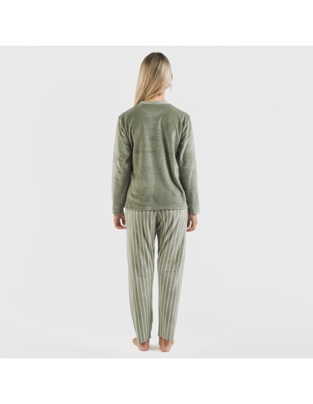 Pigiama velluto Raya Astria verde militare pigiami-inverno-donna