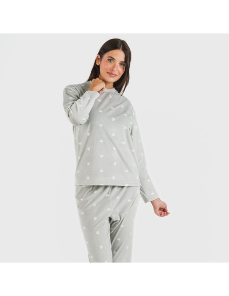 Pigiama velluto Praga grigio chiaro pigiami-inverno-donna