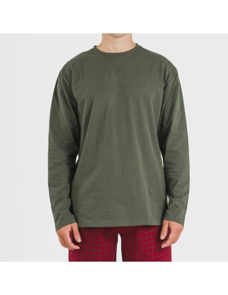 Pigiama uomo flanella Cuadro Edesia verde militare pijama-franela