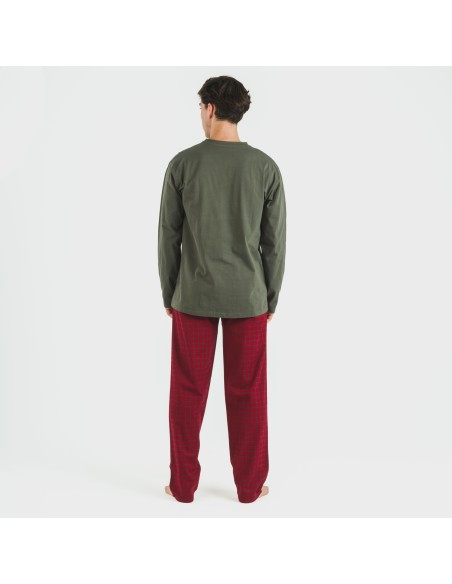 Pigiama uomo flanella Cuadro Edesia verde militare pijama-franela