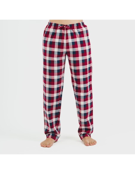 Pigiama uomo flanella Cuadro Ferni bordeaux pijama-franela