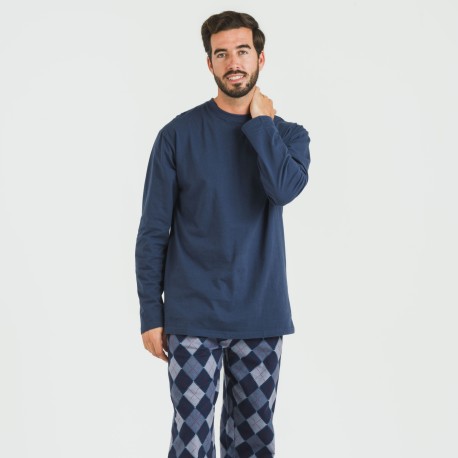 Pigiama uomo flanella Darsiriki blu pijama-franela