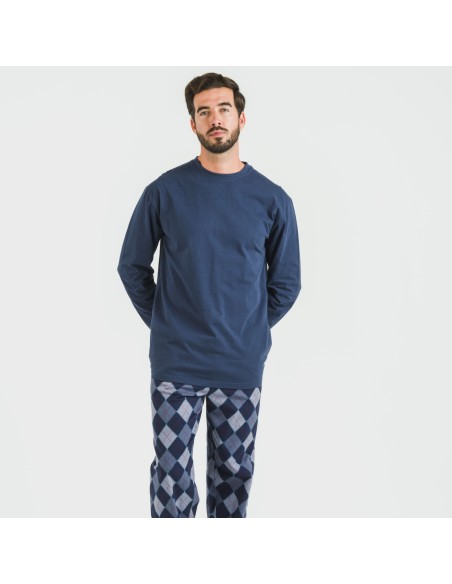 Pigiama uomo flanella Darsiriki blu pijama-franela