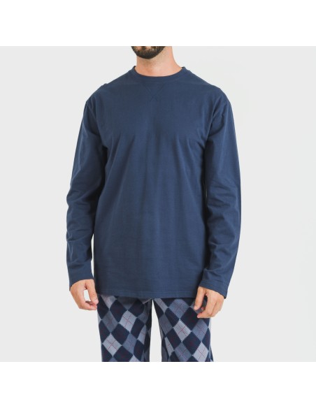 Pigiama uomo flanella Darsiriki blu pijama-franela