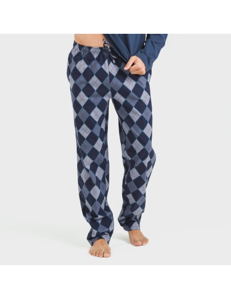 Pigiama uomo flanella Darsiriki blu pijama-franela