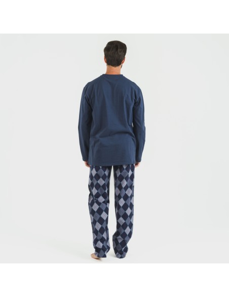 Pigiama uomo flanella Darsiriki blu pijama-franela