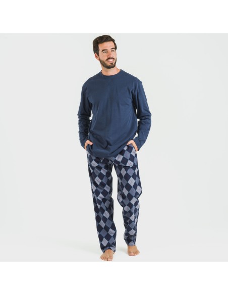 Pigiama uomo flanella Darsiriki blu pijama-franela