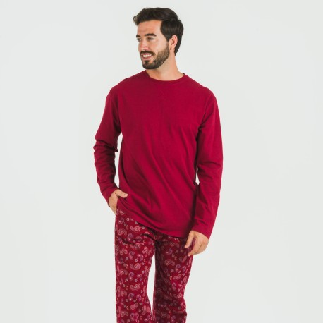 Pigiama uomo flanella Phylis bordeaux pijama-franela