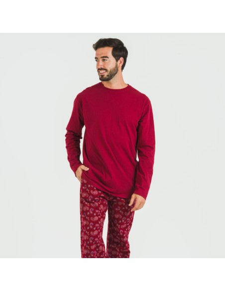 Pigiama uomo flanella Phylis bordeaux pijama-franela