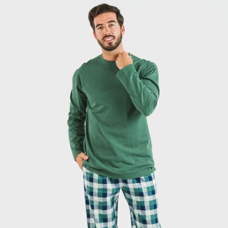 Pigiama uomo flanella Cuadro Ferni verde pijama-franela