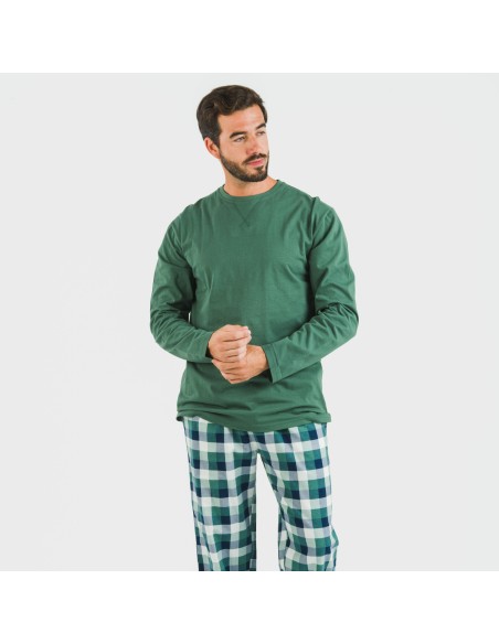 Pigiama uomo flanella Cuadro Ferni verde pijama-franela