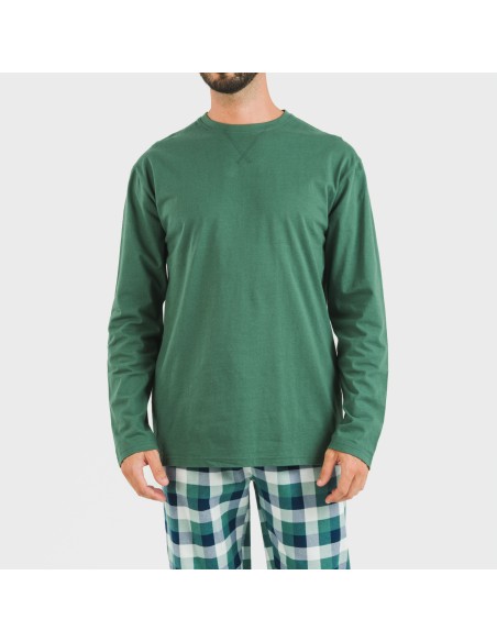 Pigiama uomo flanella Cuadro Ferni verde pijama-franela