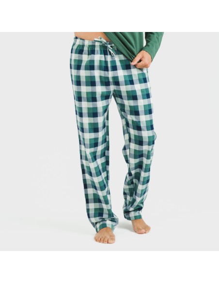 Pigiama uomo flanella Cuadro Ferni verde pijama-franela