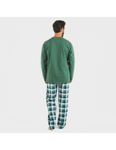 Pigiama uomo flanella Cuadro Ferni verde pijama-franela