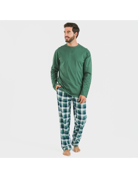 Pigiama uomo flanella Cuadro Ferni verde pijama-franela