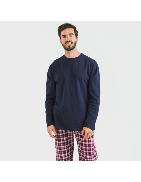 Pigiama uomo flanella Cuadro Sergio blu navy pijama-franela