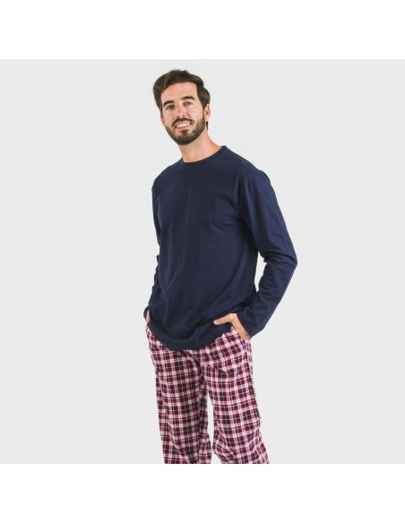 Pigiama uomo flanella Cuadro Sergio blu navy pijama-franela