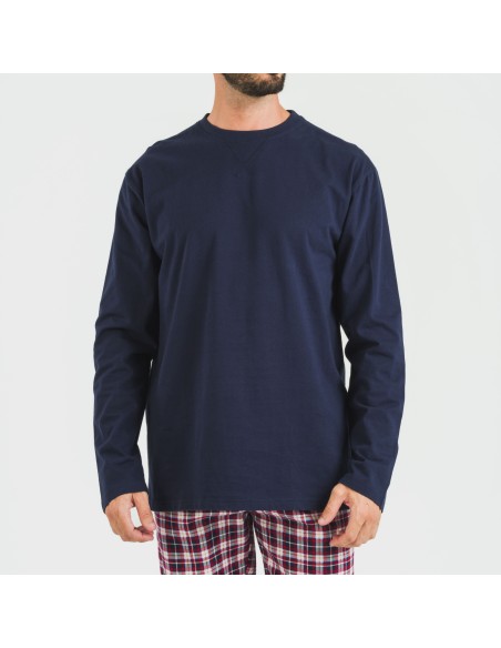 Pigiama uomo flanella Cuadro Sergio blu navy pijama-franela