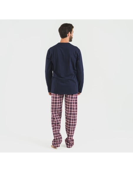 Pigiama uomo flanella Cuadro Sergio blu navy pijama-franela