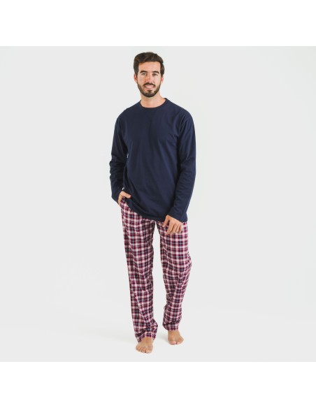 Pigiama uomo flanella Cuadro Sergio blu navy pijama-franela