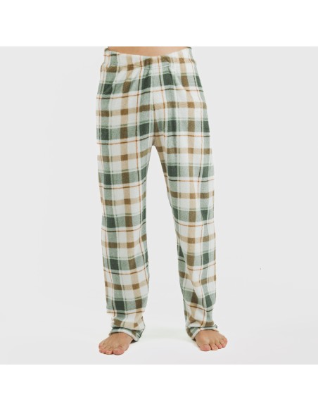 Pigiama pile coral uomo Cuadro Noric verde pijama-coralina