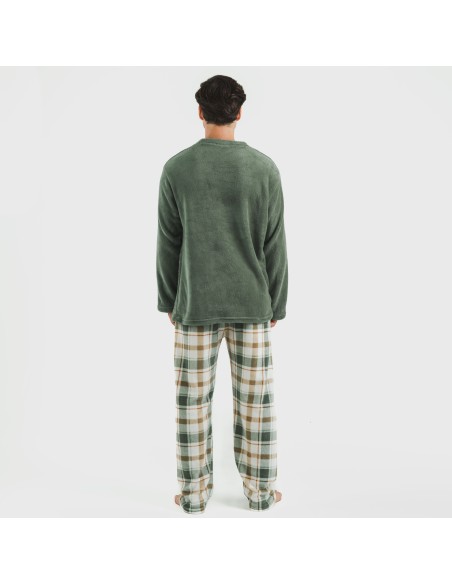 Pigiama pile coral uomo Cuadro Noric verde pijama-coralina