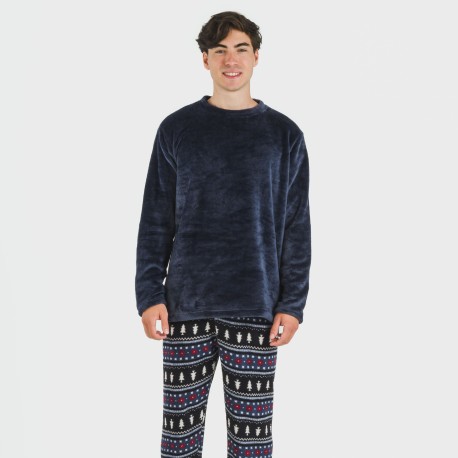 Pigiama pile coral uomo Bradley blu navy pijama-coralina